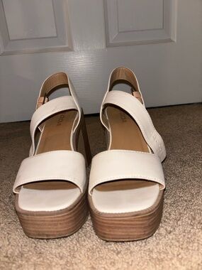 White Platform Sandals for Women - Open Toe Wedge